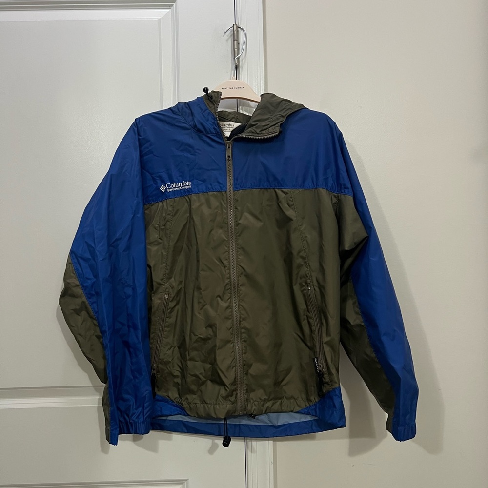 Columbia Sportswear Gray / Blue Packable Windbreaker Jacket Size Medium